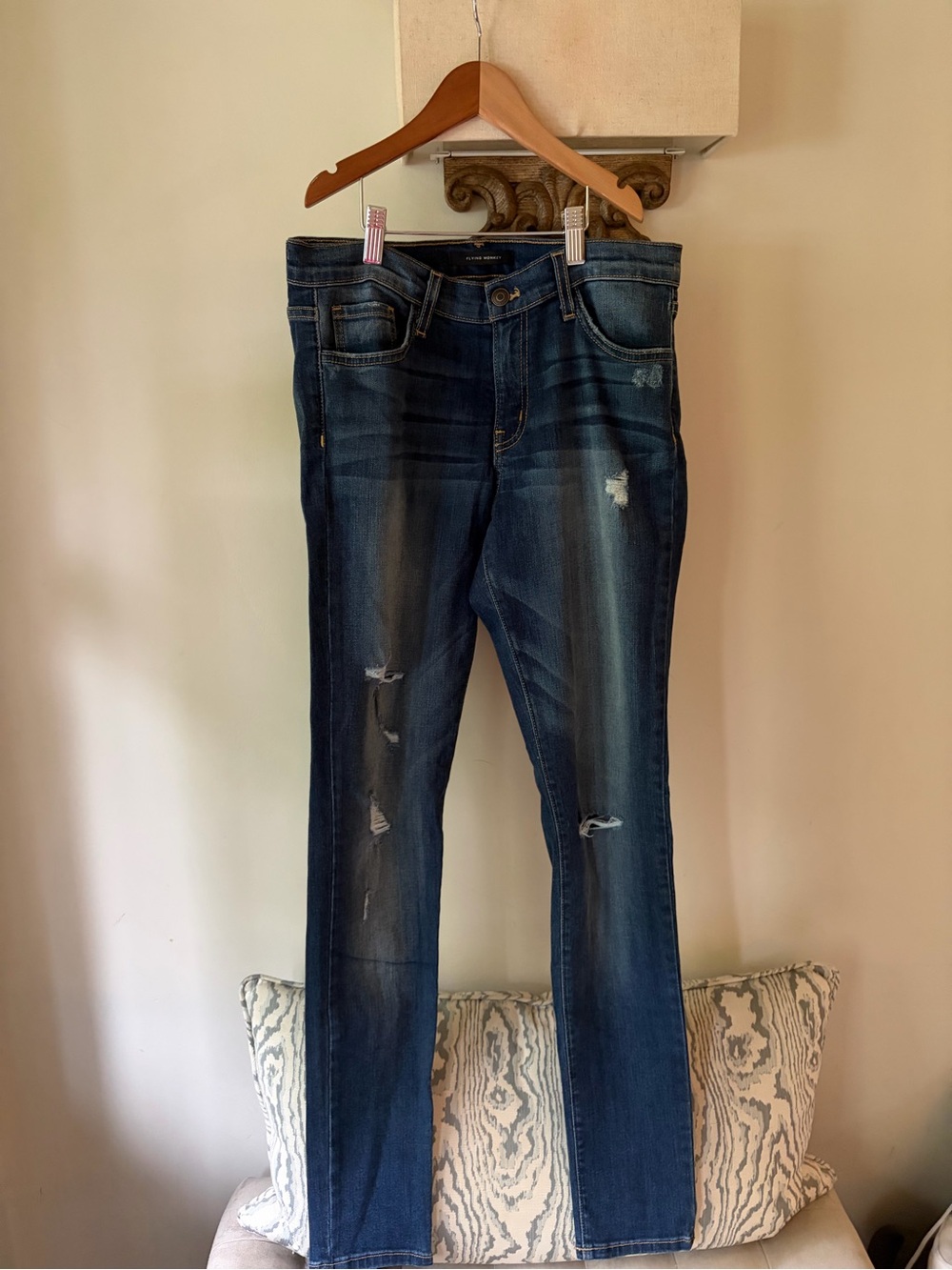 Women’s Flying Monkey Dark Blue Ripped Skinny Jeans